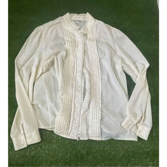 Vintage Lauren Lee Ruffle Blouse SZ 16 Beautiful XL - Picture 16 of 16